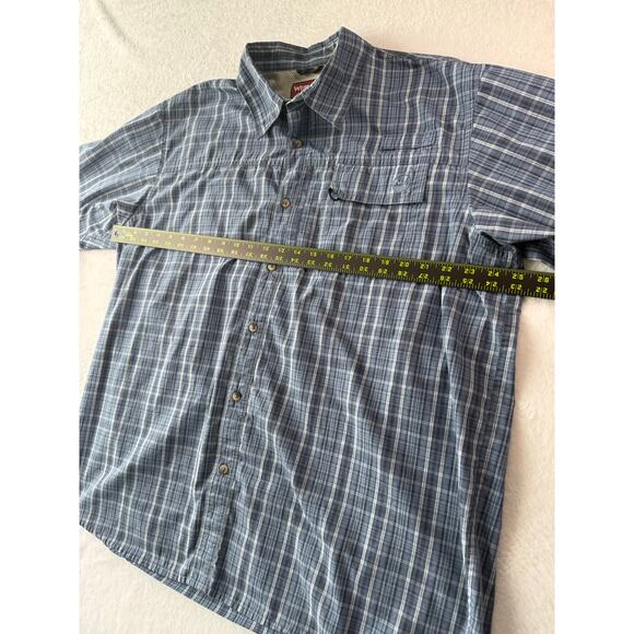 Wrangler Originals Short Sleeve Shirt Size XL Plaid Zip Pocket Fly Fishing Top - Picture 7 of 9